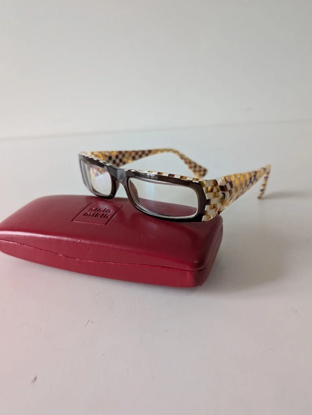 Alain Mikli Paris Checked Rectangular Handmade glasses Frames